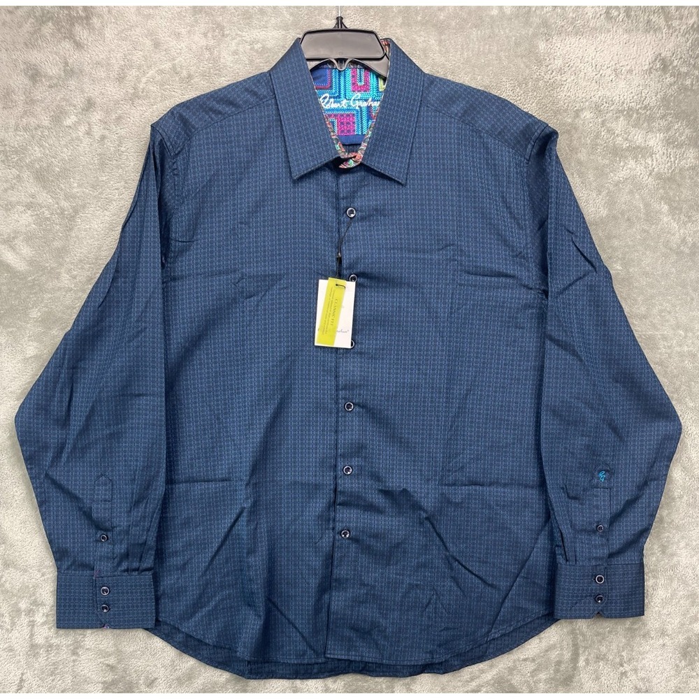 NWT Robert Graham Men's Callaghan Shirt 3XL Blue Classic‎ Fit Long Sleeve